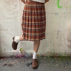 vintage knit plaid skirt